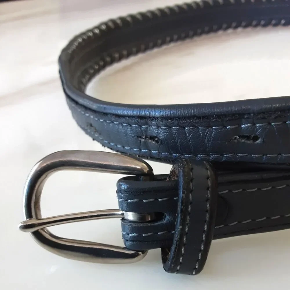 GENUINE LEATHER WESTERN BELT GRAY & SILVER SZ M